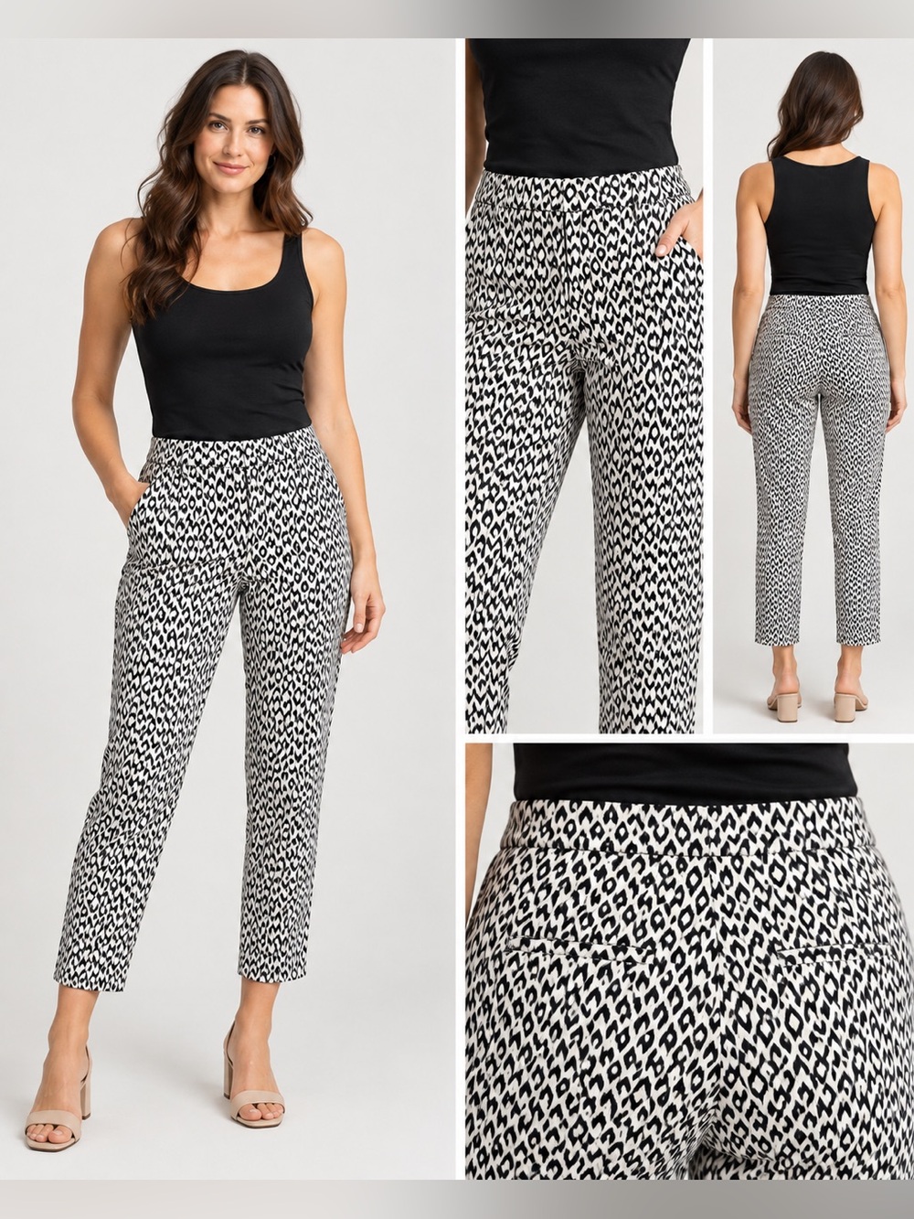 Willi Smith Black White Geometric Ankle Pants Size 4